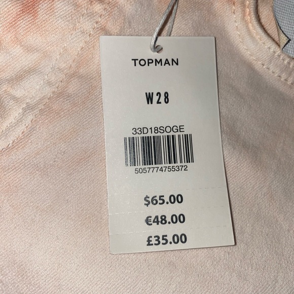 Topman - Orange Tie Dye - Denim Shorts - Picture 2 of 4